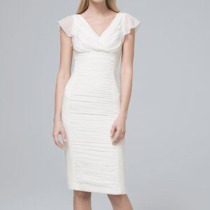 White House Black Market Instantly Slimming  Ruched Flutter Sheath Dress, 10P